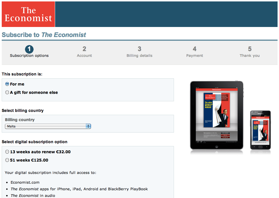 Buy digital Economist online for tablet, smartphone etc...