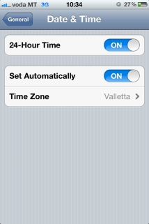 Date & Time Screen on the iPhone